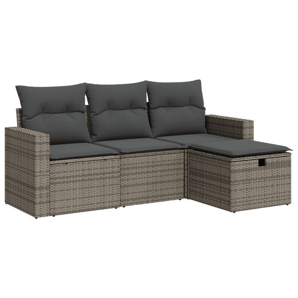 vidaXL Garden Sofa Set Grey PE rattan Standard Modular Garden Sofa Set