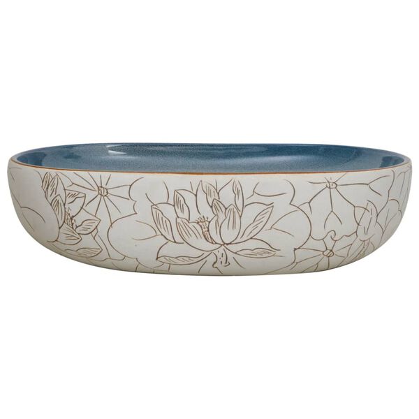 vidaXL Countertop Basin Sand and Blue Oval 23.2x15.7x5.5" Ceramic