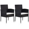 vidaXL Garden Dining Set Black and Cream White Cushions
