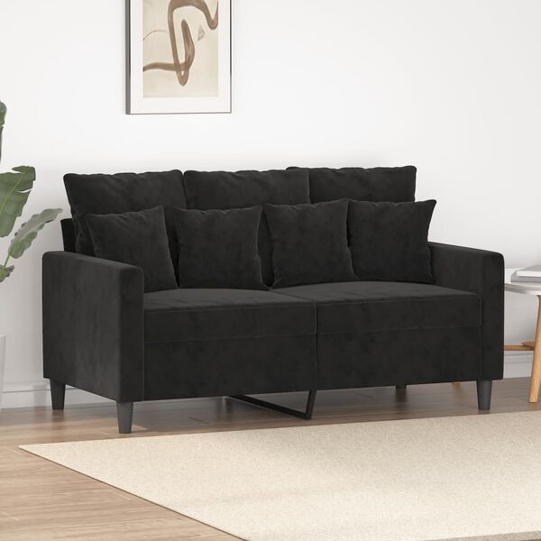 vidaXL 2-seater Sofa Black Velvet (100% polyester), Metal, Textilene