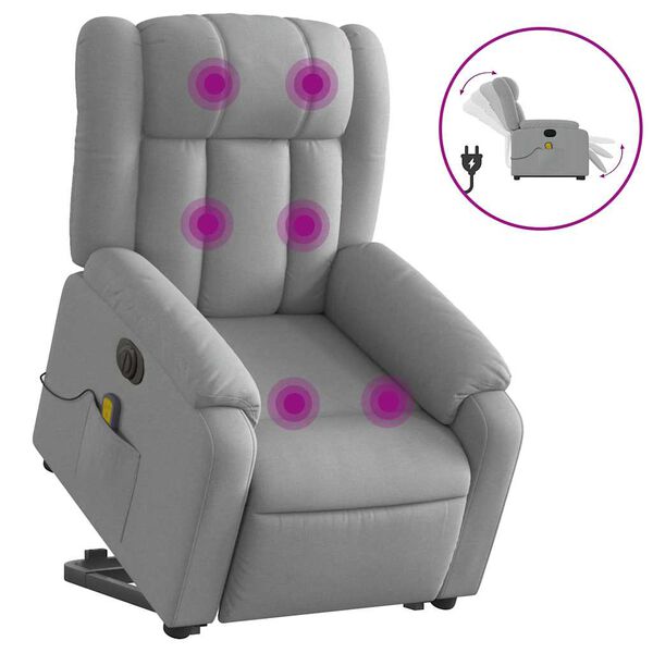 vidaXL Electric Stand Up Massage Recliner Chair Light Gray
