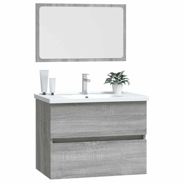 vidaXL 2 Piece Bathroom Furniture Set Gray Sonoma Engineered Wood