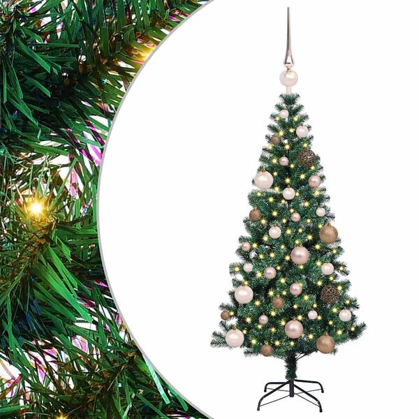 vidaXL Artificial Pre-lit Christmas Tree Green 47.2" PVC and Metal