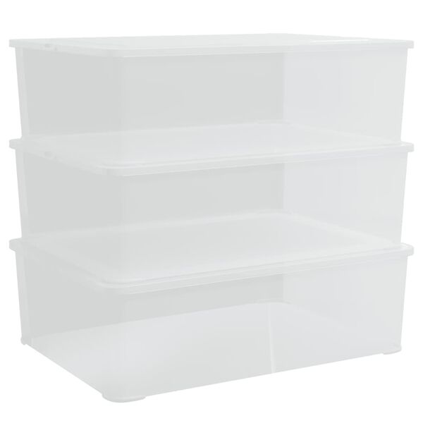 vidaXL Plastic Storage Box Set of 3 Transparent Polypropylene 6.6 Gal