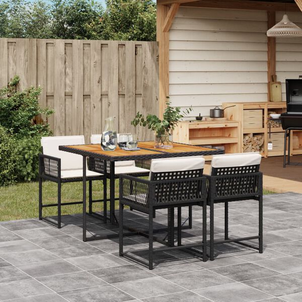 vidaXL Garden Dining Set Black PE rattan 4-seater Foldable