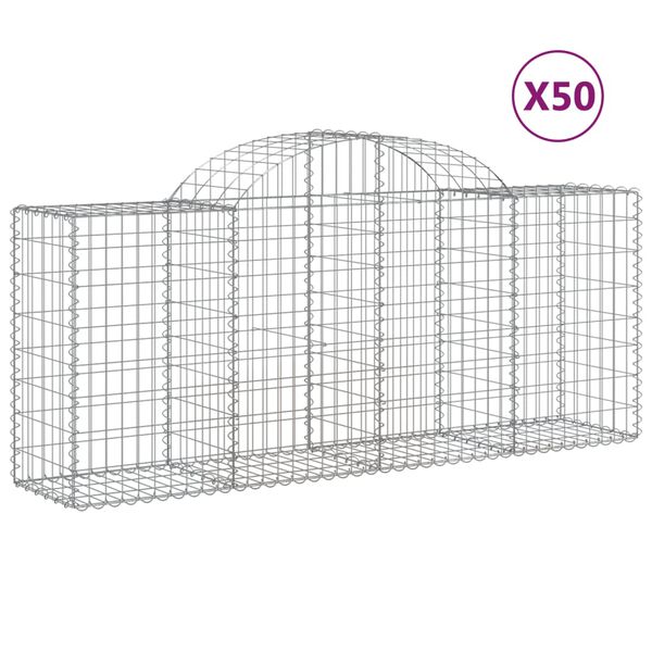 vidaXL Gabion Basket Set of 50 Silver Galvanized Steel Large
