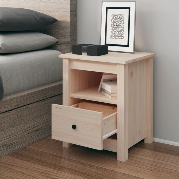 vidaXL Bedside Cabinet Natural Pine Solid Pine Wood Small