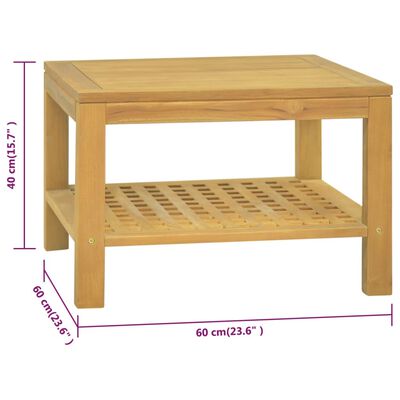 vidaXL Coffee Table 23.6"x23.6"x15.7" Solid Wood Teak