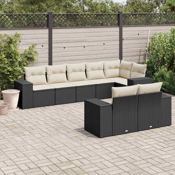 vidaXL Garden Sofa Set Black, Cream White