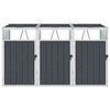 vidaXL Triple Garbage Bin Shed Anthracite 83.9"x31.9"x47.6" Steel