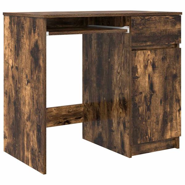 vidaXL Desk Smoked Oak Engineered wood Medium Desk Rectangular