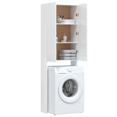 vidaXL Washing Machine Cabinet High Gloss White 25.2"x10"x74.8"