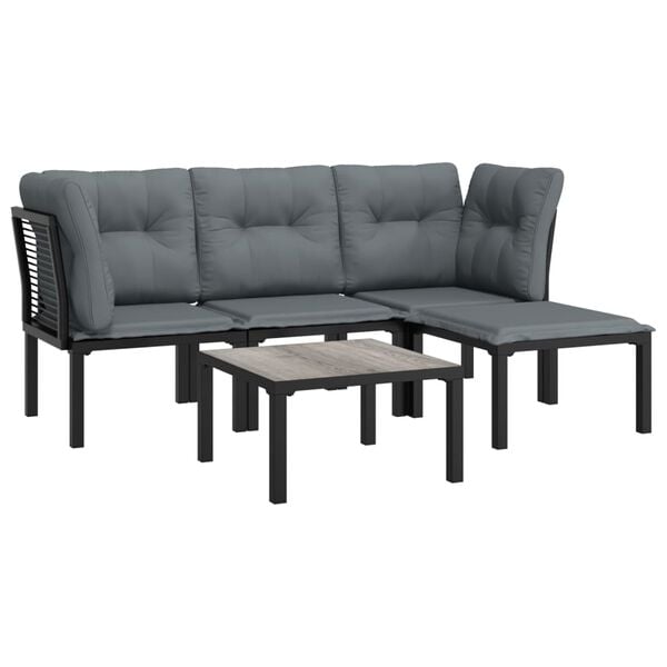 vidaXL Garden Lounge Set Black and Dark Grey