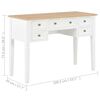 vidaXL Writing Desk White and Brown MDF and Pinewood Standard