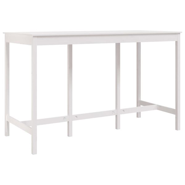 vidaXL Bar Table White Solid pine wood Large Durable Bar Table