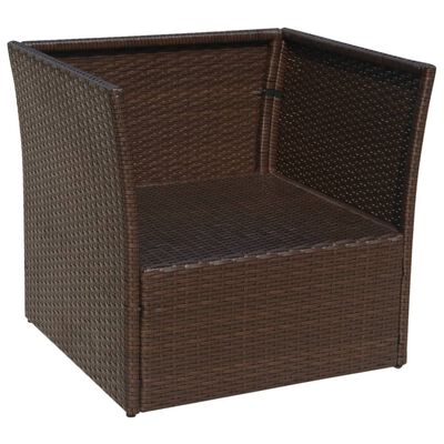 vidaXL Patio Chair with Stool Poly Rattan Brown