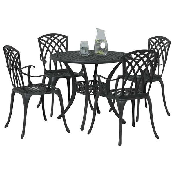 vidaXL Garden Dining Set 5 pcs Black 35.4" x 35.4" x 29.5