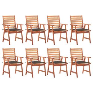 vidaXL Patio Chair Set of 8 Taupe Cushion, Natural Wood