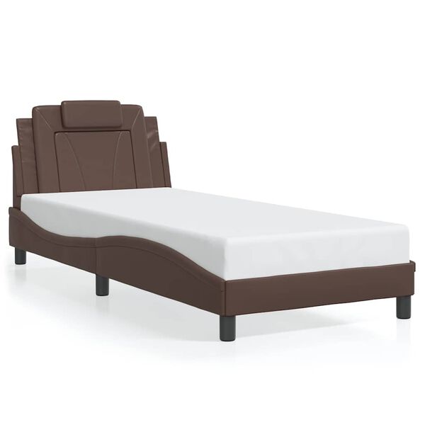 vidaXL Bed Frame "Viana" without Mattress Brown 35.4"x74.8" Faux Leather