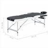 vidaXL 3-Zone Foldable Massage Table Aluminum Black and White