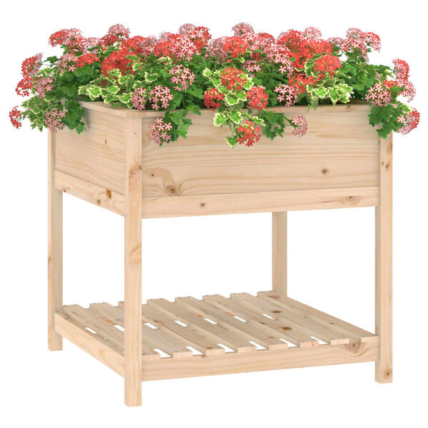 vidaXL Planter Natural Wood Solid Pine Wood Medium Planter Square