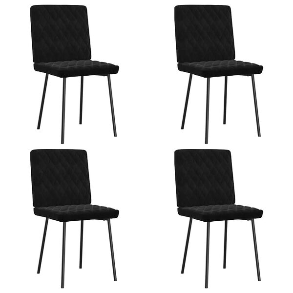 vidaXL Dining Chair Set of 4 Black Velvet (100% polyester), plywood, metal