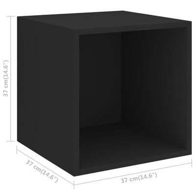 vidaXL Wall Cabinets 4 pcs Black 14.6"x14.6"x14.6" Chipboard
