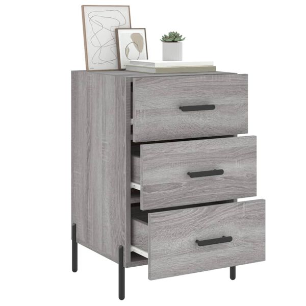 vidaXL Bedside Cabinet Grey Sonoma Engineered wood, Iron Medium