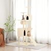 vidaXL Cat Tree Cream Engineered wood, plush, sisal 66.1 in tall Durable