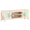 vidaXL TV Cabinet Whitewashed Acacia Solid Acacia Wood Medium TV Cabinet