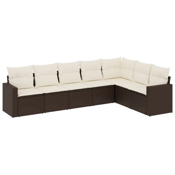 vidaXL Garden Sofa Set Brown, Cream White
