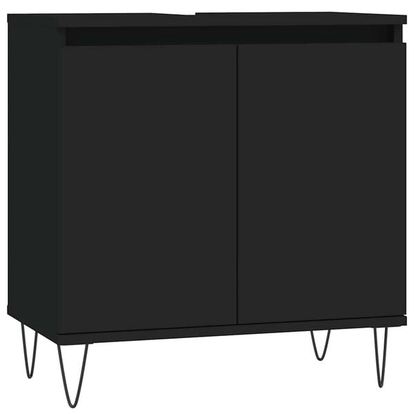 vidaXL Bathroom Cabinet Black Engineered wood Medium Bathroom Cabinet