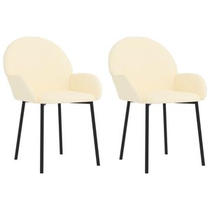 vidaXL Dining Chair Set of 2 Cream Faux leather, Metal, Plywood Standard