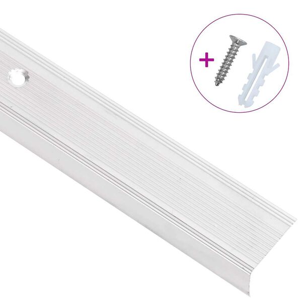 vidaXL Stair Nosings in L-shape 15 pcs Aluminium 35.4 " Silver