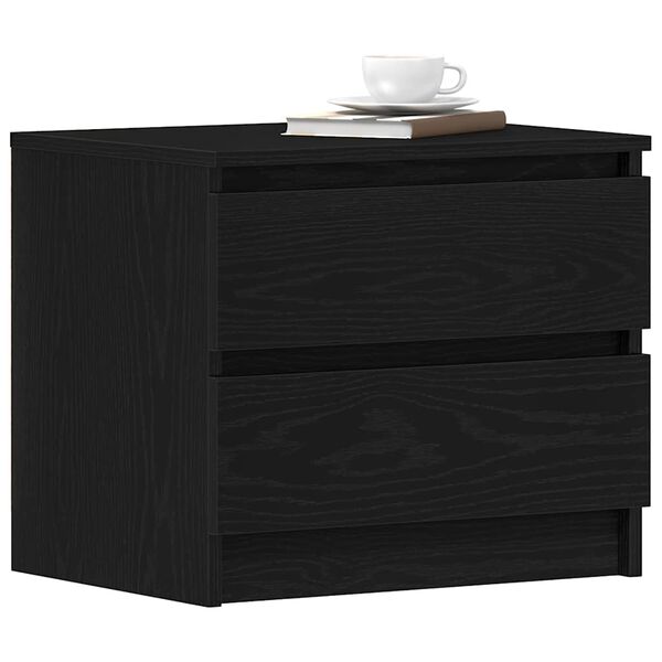 vidaXL Bedside Cabinet with Drawer Black Oak 19.69 x 15.75 x 17.13 in