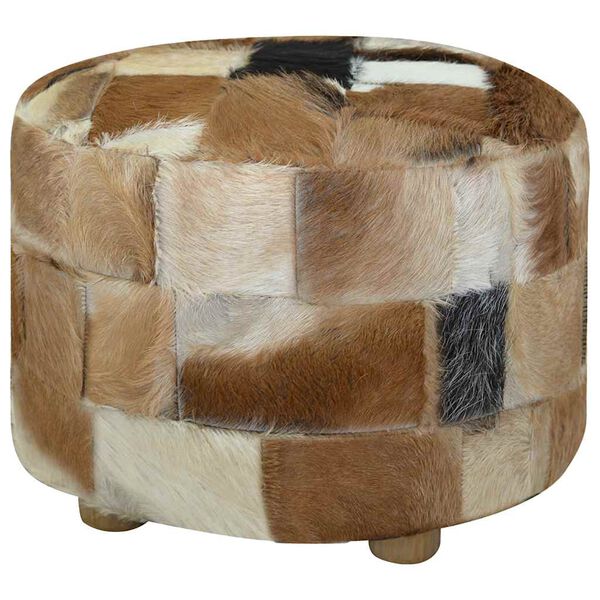 vidaXL Pouffe Multicolor Genuine goat leather upholstery Medium Sturdy