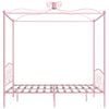 vidaXL Bed Frame Pink Metal, Plywood Full Classic/Traditional
