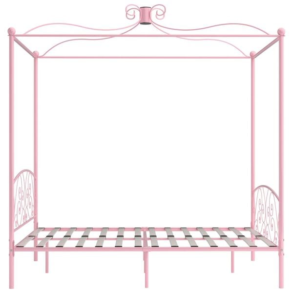 vidaXL Bed Frame Pink Metal, Plywood Full Classic/Traditional