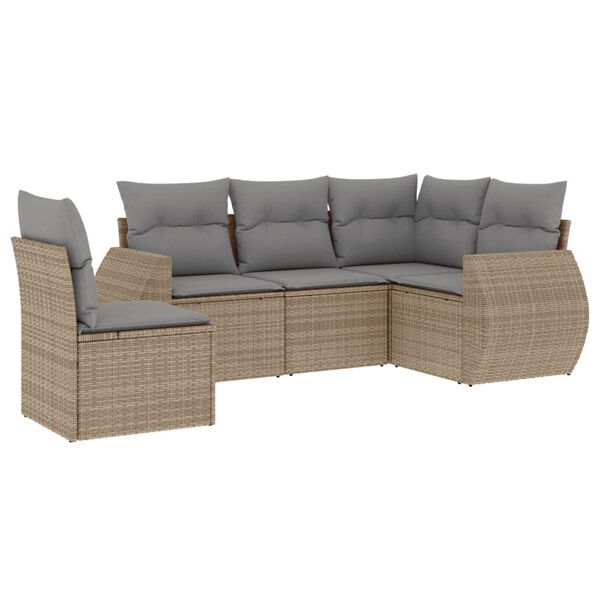 vidaXL Garden Sofa Set Beige PE Rattan, Powder-Coated Steel Medium