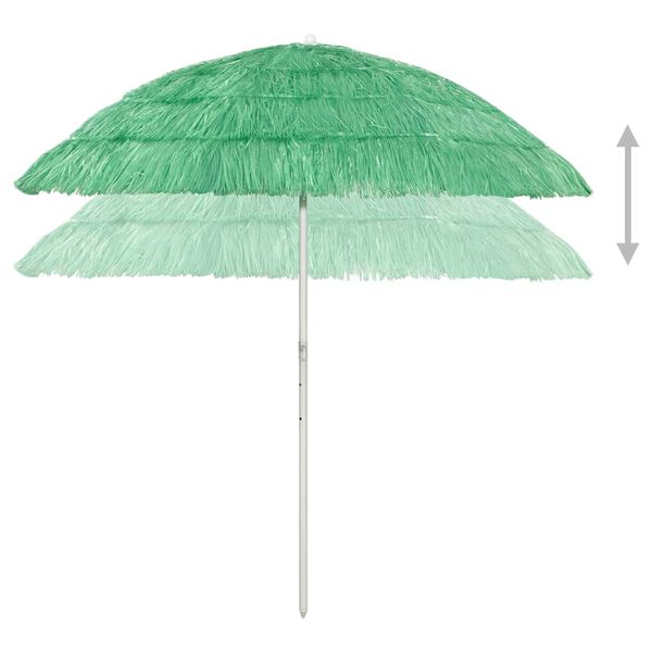 vidaXL Hawaii Beach Parasol Green Polyester Medium Tiltable Parasol