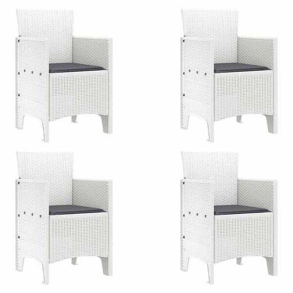 vidaXL Garden Chair 4 pcs White 53 x 49 x 85 cm PP