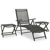 vidaXL Garden Lounge Set Black Aluminum, Textilene Standard Foldable