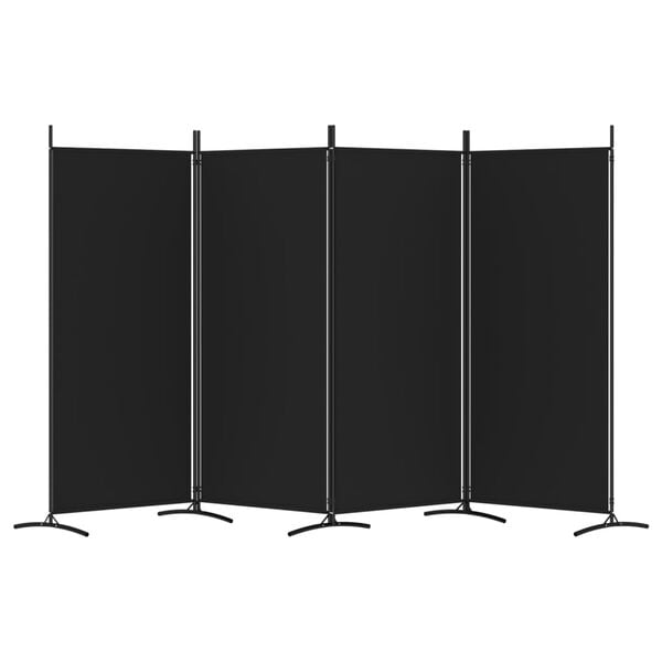 vidaXL 4-Panel Room Divider Black 136.2"x70.9" Fabric