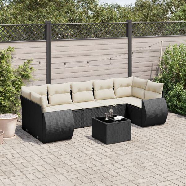 vidaXL Garden Sofa Set Black PE rattan Medium Adjustable Feet