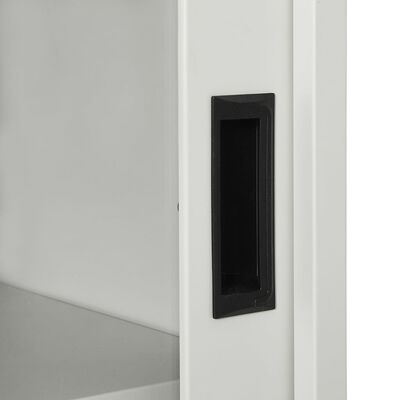 vidaXL Sliding Door Cabinet with Planter Box Light Gray Steel