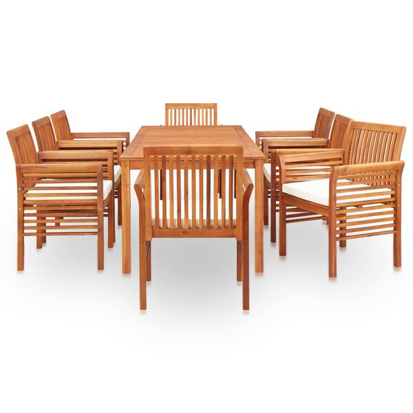 vidaXL Outdoor Dining Set Brown frame + cream cushions