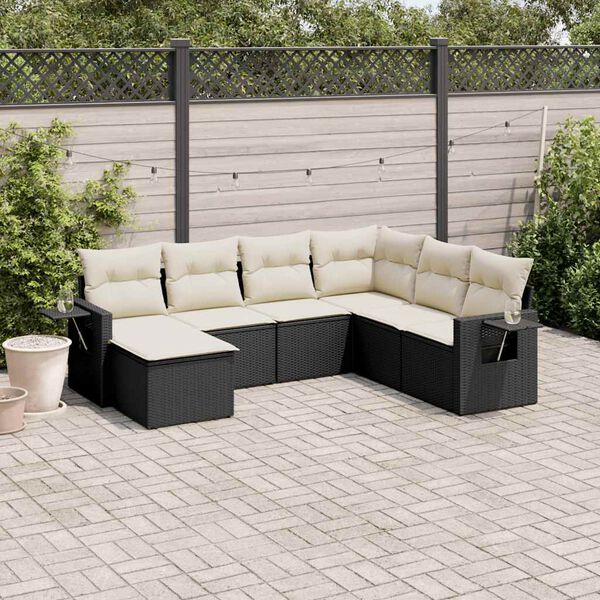 vidaXL Garden Sofa Set Black and Cream white