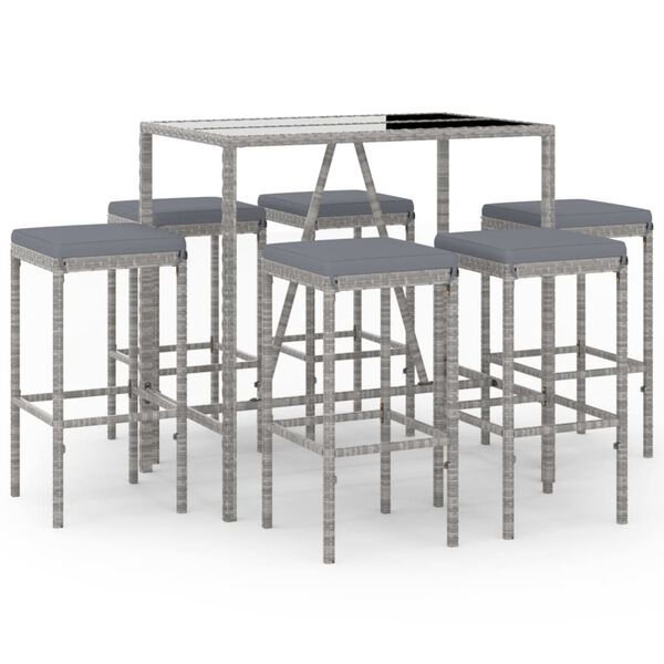 vidaXL Garden Bar Set Grey with black tabletop