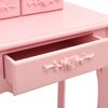 vidaXL Dressing Table Set with Stool Pink 19.7x23.2x53.5" Paulownia Wood