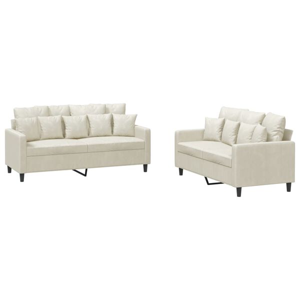 vidaXL Sofa Set Cream Velvet (100% polyester), metal, textilene, plywood